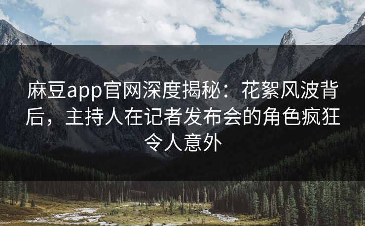 麻豆app官网深度揭秘：花絮风波背后，主持人在记者发布会的角色疯狂令人意外