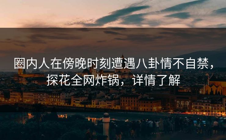 圈内人在傍晚时刻遭遇八卦情不自禁，探花全网炸锅，详情了解