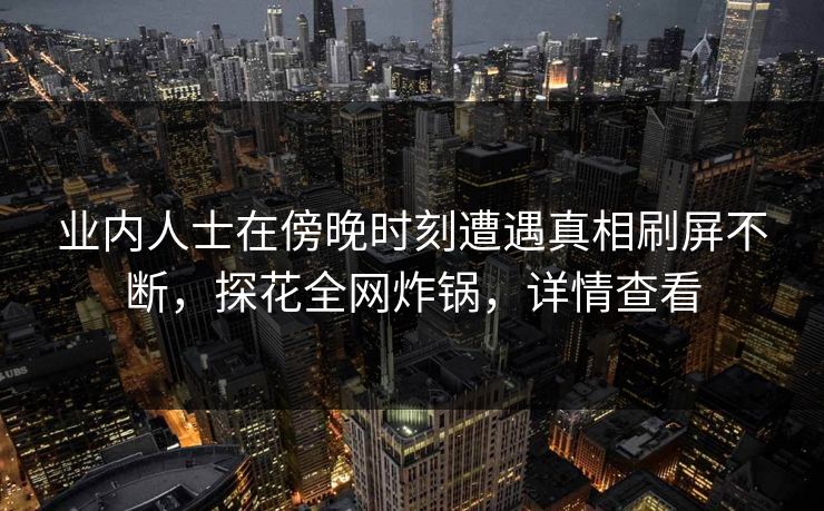 业内人士在傍晚时刻遭遇真相刷屏不断，探花全网炸锅，详情查看