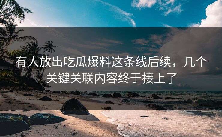 有人放出吃瓜爆料这条线后续，几个关键关联内容终于接上了